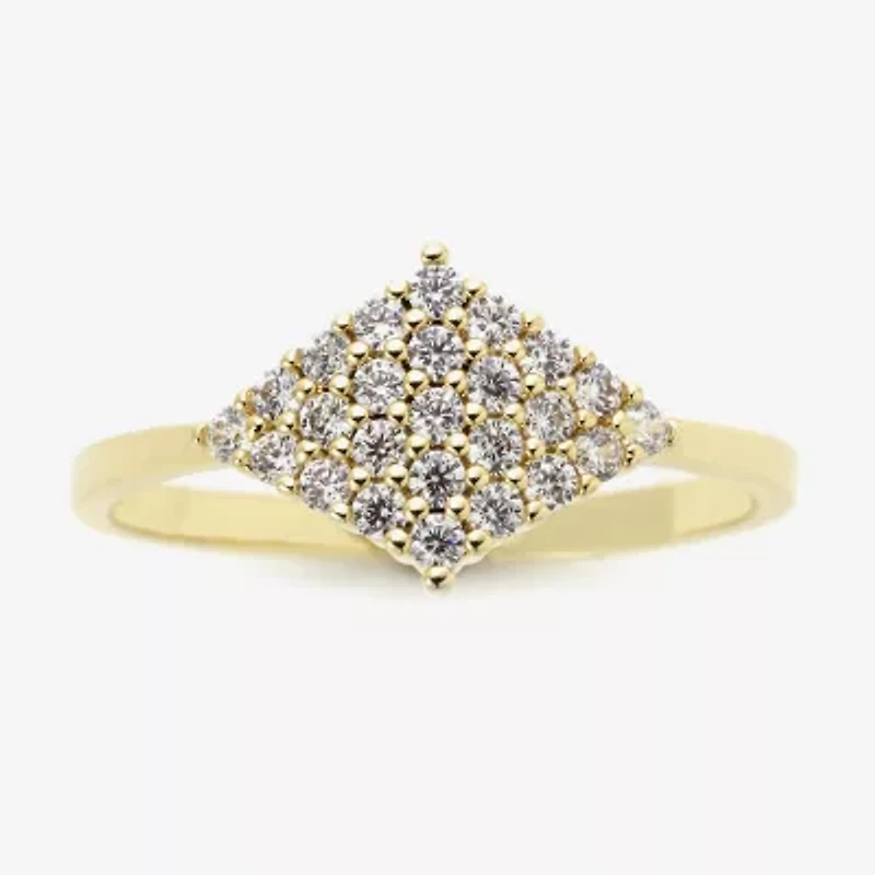 Sparkle Allure Womens Cubic Zirconia 14K Gold Over Brass Diamond Delicate Promise Ring