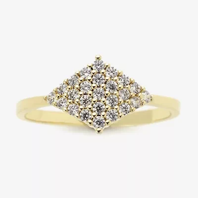 Sparkle Allure Womens Cubic Zirconia 14K Gold Over Brass Diamond Delicate Promise Ring