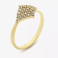 Sparkle Allure Womens Cubic Zirconia 14K Gold Over Brass Diamond Delicate Promise Ring
