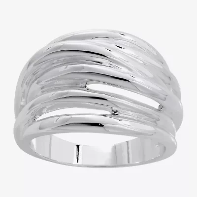Sparkle Allure Intertwined Womens Pure Silver Over Brass Cocktail Ring