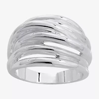 Sparkle Allure Intertwined Womens Pure Silver Over Brass Cocktail Ring