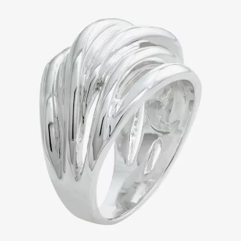 Sparkle Allure Intertwined Womens Pure Silver Over Brass Cocktail Ring