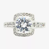 Sparkle Allure Womens Cubic Zirconia Pure Silver Over Brass Round Halo Engagement Ring