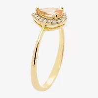 Sparkle Allure Womens Champagne Cubic Zirconia 14K Gold Over Brass Halo Engagement Ring