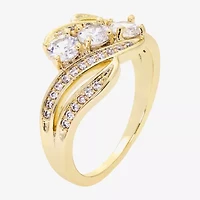 Sparkle Allure Womens Cubic Zirconia 14K Gold Over Brass 3-Stone Bypass  Engagement Ring