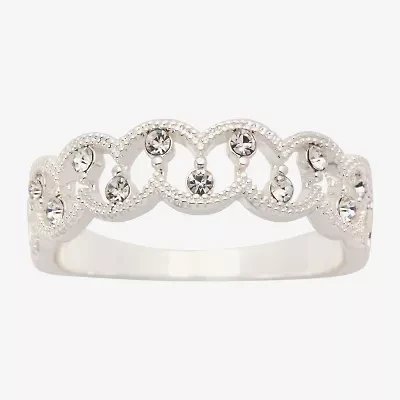 Sparkle Allure Station Womens 2.5MM Crystal Pure Silver Over Brass Band