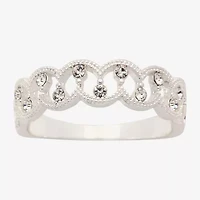 Sparkle Allure Station Womens 2.5MM Crystal Pure Silver Over Brass Band