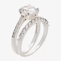 Sparkle Allure Womens Cubic Zirconia Pure Silver Over Brass Round Solitaire Bridal Set