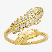 Sparkle Allure Wrap Womens 2MM Cubic Zirconia 14K Gold Over Brass Bypass  Band