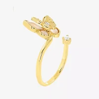Sparkle Allure Wrap Womens White Mother Of Pearl 14K Gold Over Brass Butterfly Bypass  Cocktail Ring