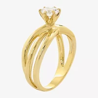 Sparkle Allure Orbital Womens Cubic Zirconia 14K Gold Over Brass Round Crossover Engagement Ring