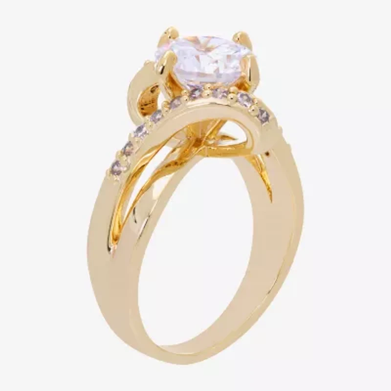 Sparkle Allure Womens Cubic Zirconia 14K Gold Over Brass Round Bypass  Engagement Ring