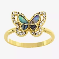 Sparkle Allure Womens Abalone 14K Gold Over Brass Butterfly Halo Cocktail Ring