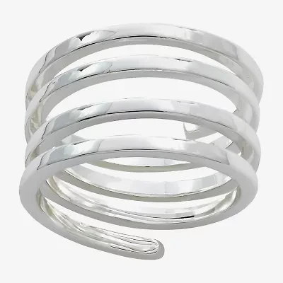 Sparkle Allure Coil Wrap Womens 2.5MM Pure Silver Over Brass Bypass  Band