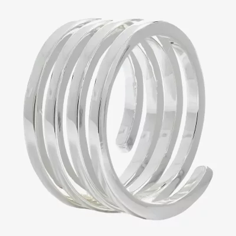 Sparkle Allure Coil Wrap Womens 2.5MM Pure Silver Over Brass Bypass  Band