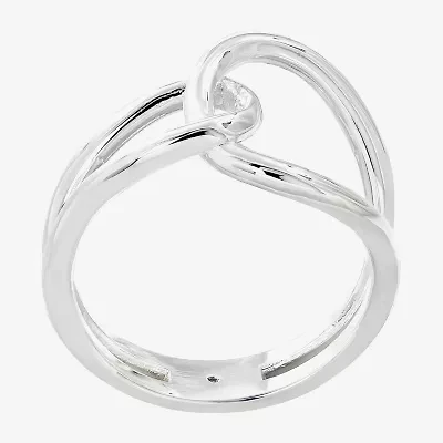 Sparkle Allure Interlocking Loops Womens 4.5MM Pure Silver Over Brass Crossover Band