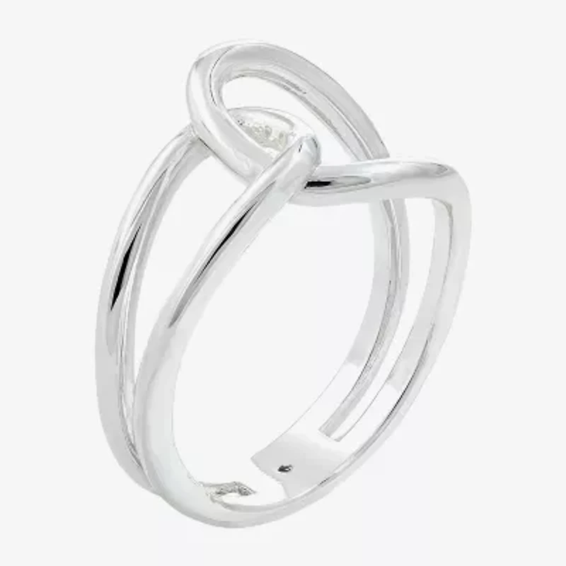 Sparkle Allure Interlocking Loops Womens 4.5MM Pure Silver Over Brass Crossover Band