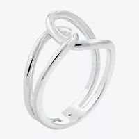 Sparkle Allure Interlocking Loops Womens 4.5MM Pure Silver Over Brass Crossover Band