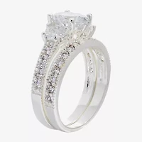 Sparkle Allure Womens Cubic Zirconia Pure Silver Over Brass Round Side Stone Eternity Bridal Set