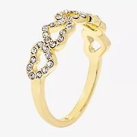 Sparkle Allure Womens 2MM Crystal 14K Gold Over Brass Heart Band