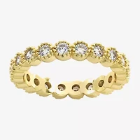 Sparkle Allure Womens 2.5MM Cubic Zirconia 14K Gold Over Brass Round Eternity Band