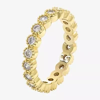 Sparkle Allure Womens 2.5MM Cubic Zirconia 14K Gold Over Brass Round Eternity Band