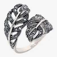 Sparkle Allure Wrap Womens 3MM Black Crystal Pure Silver Over Brass Bypass  Band