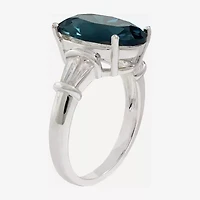 Sparkle Allure Womens Blue Cubic Zirconia Pure Silver Over Brass Oval Solitaire Cocktail Ring