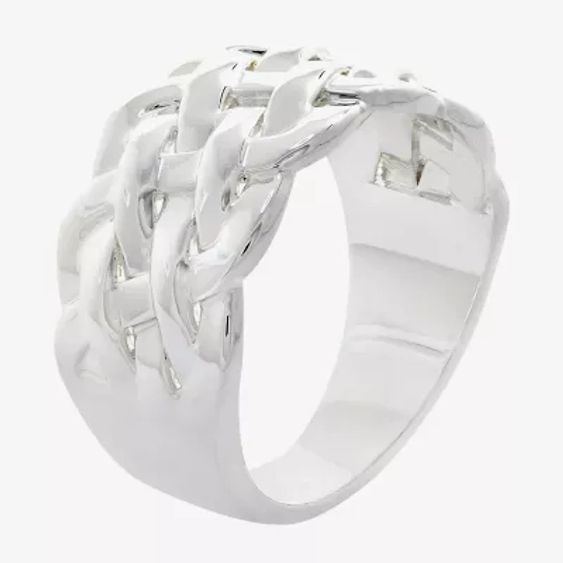 Sparkle Allure Woven Womens 5MM Pure Silver Over Brass Band