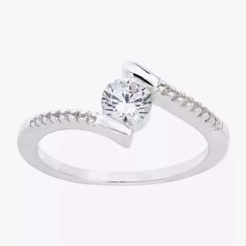 Sparkle Allure Womens Cubic Zirconia Pure Silver Over Brass Round Bypass  Band