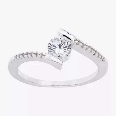 Sparkle Allure Womens Cubic Zirconia Pure Silver Over Brass Round Bypass  Band