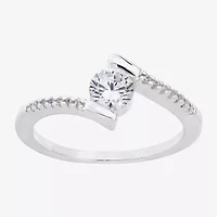Sparkle Allure Womens Cubic Zirconia Pure Silver Over Brass Round Bypass  Band