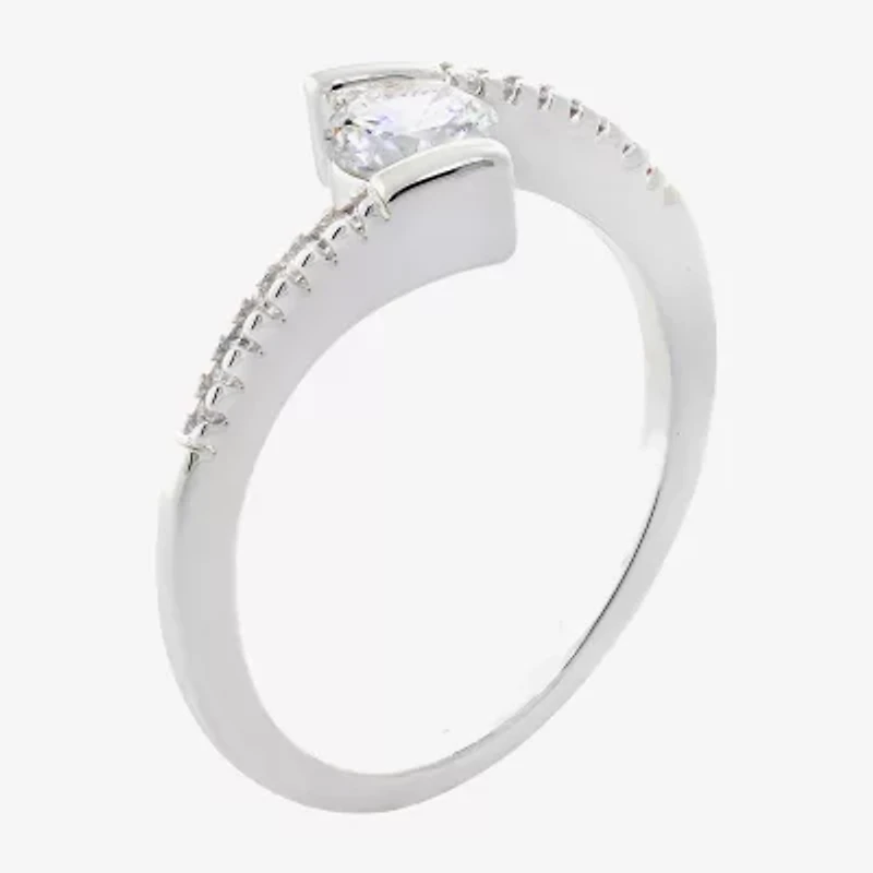 Sparkle Allure Womens Cubic Zirconia Pure Silver Over Brass Round Bypass  Band