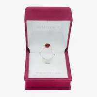 Sparkle Allure Cluster Side Stone Womens Red Crystal Pure Silver Over Brass Oval Cocktail Ring