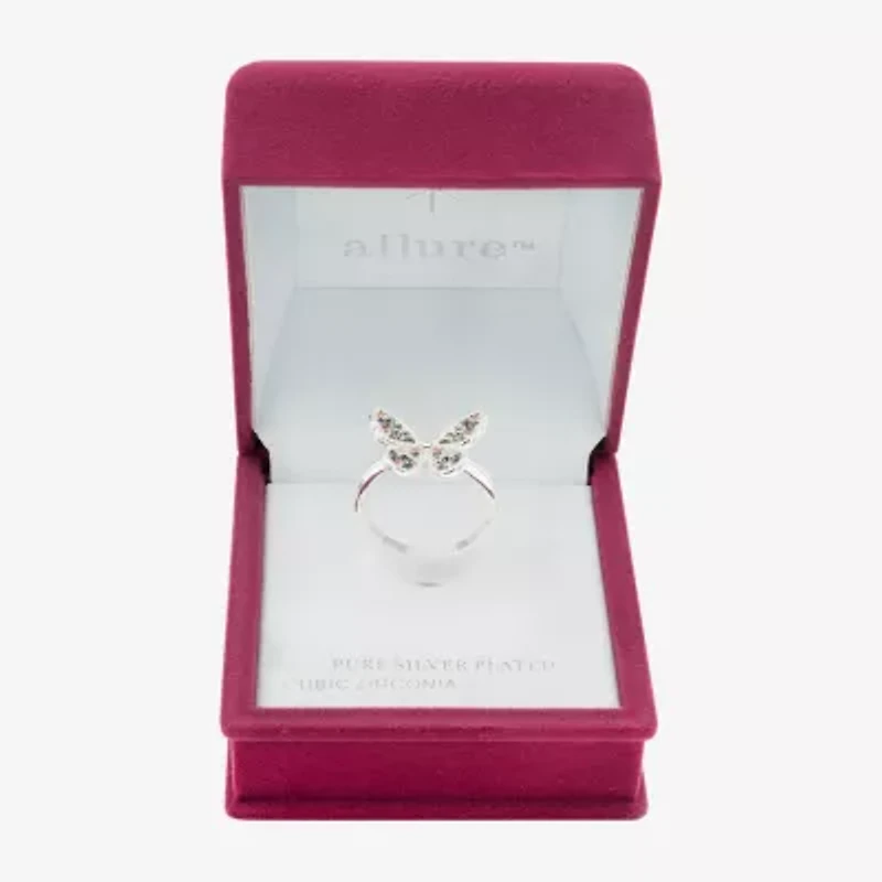 Sparkle Allure Womens Multi Color Crystal Pure Silver Over Brass Butterfly Cocktail Ring