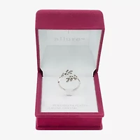 Sparkle Allure Leaf Bypass Womens 2.5MM Black Cubic Zirconia Pure Silver Over Brass Band