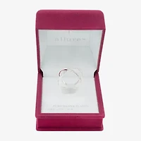 Sparkle Allure Womens 2.5MM Crystal Pure Silver Over Brass Crossover Band