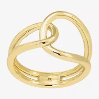 Sparkle Allure Interlocked Loops Bypass  Wrap Womens 14K Gold Over Brass Cocktail Ring