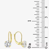 Womens Cubic Zirconia 10K Gold Round Drop Earrings