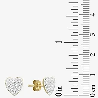 White Crystal 14K Gold 8.5mm Heart Stud Earrings