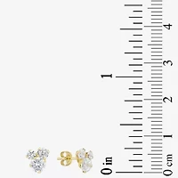 Cubic Zirconia 14K Gold 6.5mm Triangle Stud Earrings