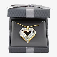 Womens / CT. T.W. Lab Grown White Diamond 14K Gold Over Silver Sterling Silver Heart 18 Inch Pendant Necklace