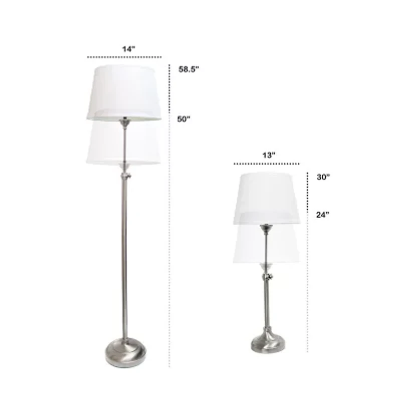 All the Rages Perennial Modern Manhattan Extendable Metal 3-pc. Lamp Set