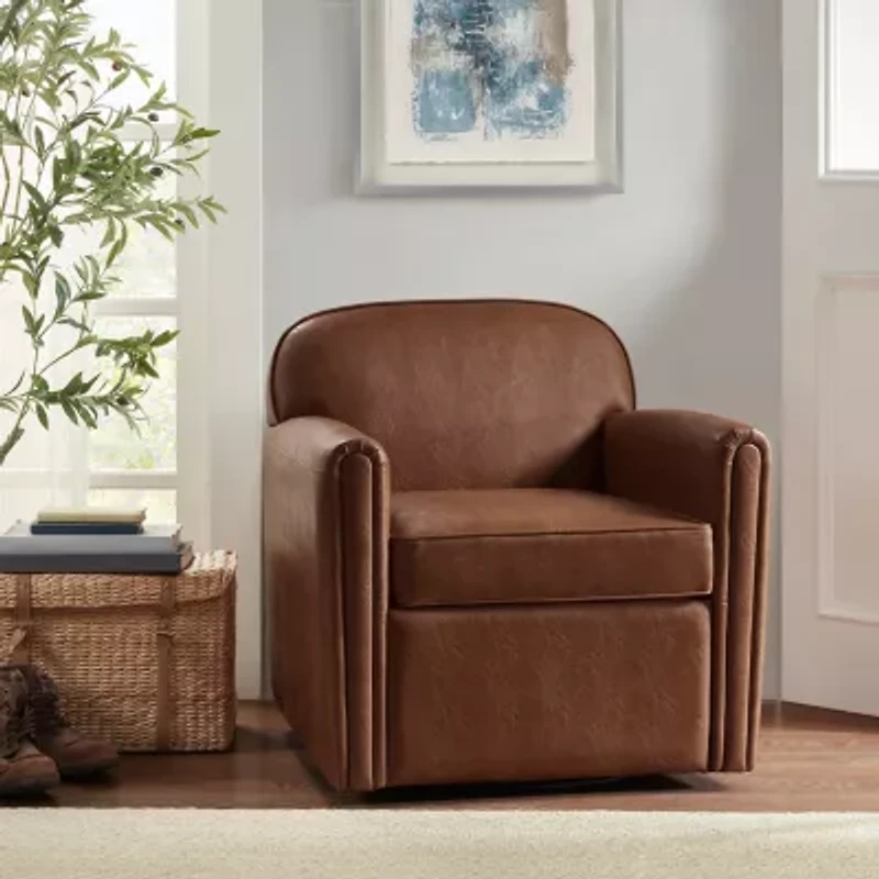 Madison Park Cedar Swivel Upholstered Armchair
