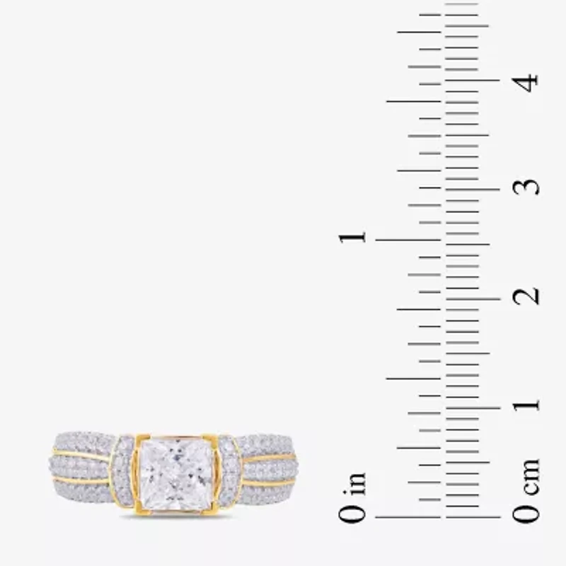 (G / I1) Womens 2 CT. T.W. Lab Grown White Diamond 10K Gold Side Stone Engagement Ring