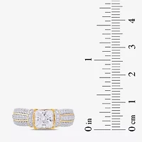 (G / I1) Womens 2 CT. T.W. Lab Grown White Diamond 10K Gold Side Stone Engagement Ring