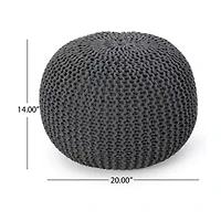 Nahunta Modern Knitted Cotton Pouf Ottoman