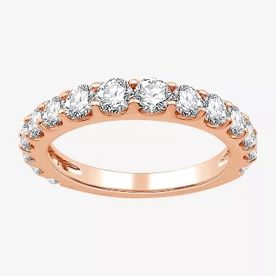 (G / Si1-Si2) Womens 1 1/2 CT. T.W. Lab Grown White Diamond 10K Gold Wedding Band