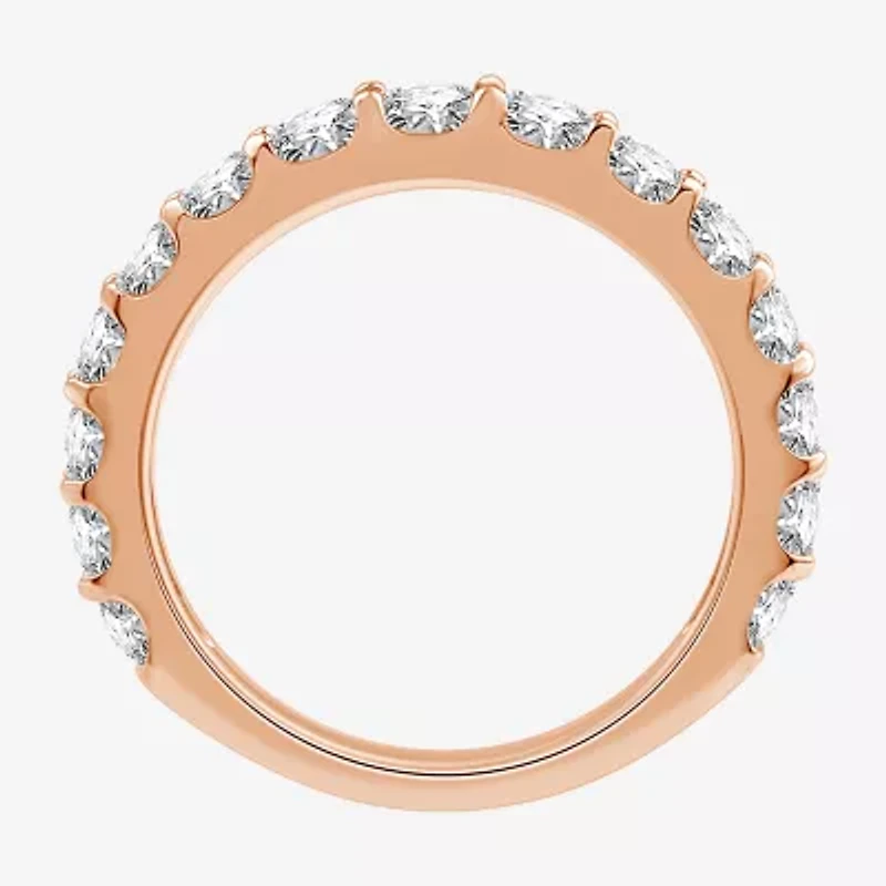 (G / Si1-Si2) Womens 1 1/2 CT. T.W. Lab Grown White Diamond 10K Gold Wedding Band