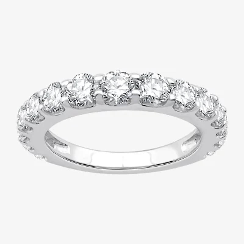 (G / Si1-Si2) Womens 2 CT. T.W. Lab Grown White Diamond 10K Gold Wedding Band